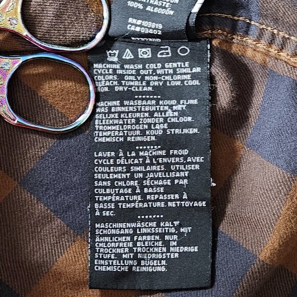 Harley Davidson Shirt Mens XL Plaid Pocket Snap Buttons Patch Biker Rugged FLAW - Picture 15 of 16